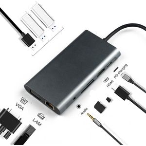 Tien In Een Type-C Multifunctionele Hd Docking Station Usb3.1 Om Rj45 Gigabit Netwerkkaart 4K Hdmi 1080P Usb Hub