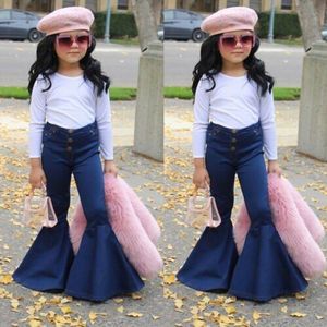 Kids Baby Girl Hoge Taille Uitlopende Denim Broek Jeans Bell Bottom Outfits Kinderkleding 1-6Y