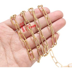 1Meter 7 Mm Breedte Rvs Gold Tone Rolo Kabel Kettingen Zware Chic Chain Fit Voor Sieraden Maken