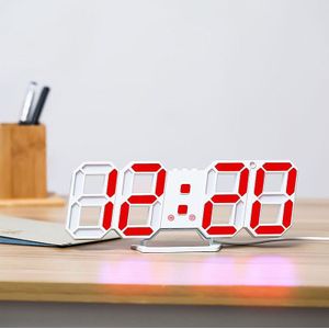 3D Lichtgevende Plastic Led Digitale Klok Desktop Klok Wekker Tijd Temperatuur Kalender Display Moderne Eenvoud