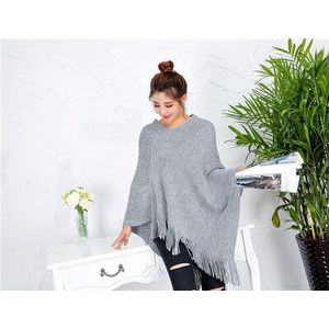 Losse Gebreide Kasjmier Kwastje Poncho Vrouwen Kaki Shawl Wrap Luxe Sjaals Vrouwelijke Stola V-hals Dames Cape Kleding