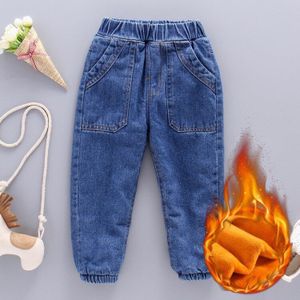 Herfst Winter Baby Jongens Warm Jeans Kinderen Casual Thicken Plus Fluwelen Denim Broek Voor Jongens Volledige Broek 3-8 Jaar