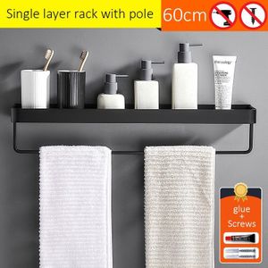 Zwart Bad Planken Badkamer Plank Organisator Nail-Gratis Shampoo Houder Planken Opslag Plank Rek Badkamer Mand Houder EL1018