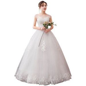 Luxe Trouwjurk Stijl Franse Bruid Retro Vrouwelijke Trouwjurken Baljurken Bridal Lace Up Borduren Jurk