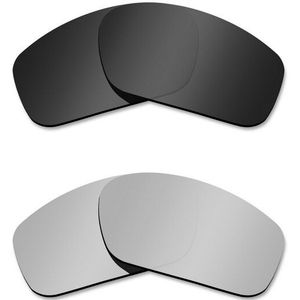 Glintbay 2 Pairs Gepolariseerde Zonnebril Vervanging Lenzen voor Oakley Straightlink Stealth Zwart en Zilver Titanium