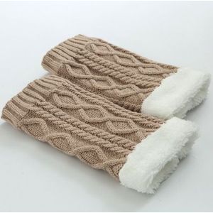 Grote Meisje Effen Kleur Rhombic Gebreide Dikke Fleece Winter Beenwarmers Windscherm En Anti-Koude Beenwarmers