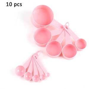 10 Stks/set Keuken Accessoires Pure Kleur Diy Bakken Levert Pp Plastic Cups Lepels Set Stapelbare Combinatie Meetinstrumenten