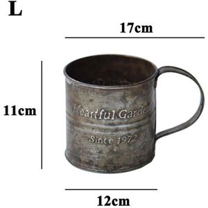 Retro Ijzeren Handvat Cup Metalen Vintage Engels Afdrukken Smeedijzeren Voedsel Fruit Cup Bloem Emmer Woondecoratie Fotografie Props