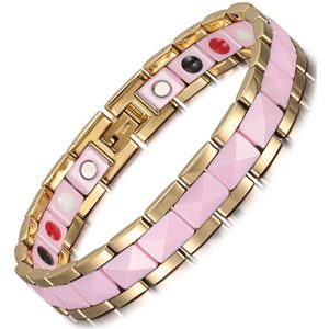 Armband Vrouwelijke Gezondheid Mode Roze Keramiek Magnetische Therapie Dames Charm Armbanden & Bangle Germanium Sieraden Voor Vrouwen