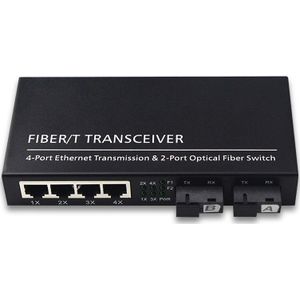 Single Mode 1000M Gigabit 2 Optische 4 Ethernet Single-Mode Glasvezel Zender Fiber Optische Media Converter