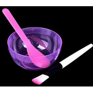 3 Stks/set Draagbare Plastic Gezichtsmasker Kom Stok Borstel Set Mengen Toepassen Gezichtsverzorging Makeup Tools Kit