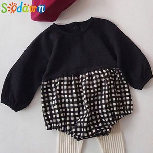 Sodawn Fahion Lange Mouw Baby Meisjes Jumpsuit Herfst Plaid Bodysuit Peuter Playsuit Kleding Outfits 0-24M