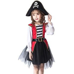 Kid Meisjes Jongens Halloween Piratenkapitein Buccaneer Kostuum Tule Jurk Familie Bijpassende Hoed Pak Schedel Voor Kind Baby Peuter