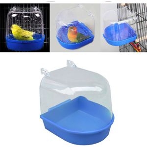1Pc Plastic Vogel Water Bad Voor Vink Kanarie Budgie In Kleur Opties Haken Op Externe Kooi Opknoping Kom Parkiet vogelbad