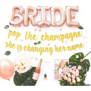 1 Set Bachelor Party Decoratie Rose Gouden Confetti Ballon Voor Bruid Glitter Banner Folie Brief Ring Champagne Ballon Bruiloft