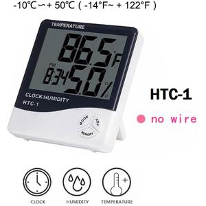 Lcd Elektronische Digitale Temperatuur Vochtigheid Meter Indoor Outdoor Thermometer Hygrometer Weerstation Klok Gereedschap HTC-1 HTC-2