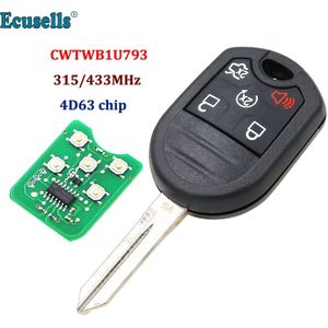 5 Knop Afstandsbediening Sleutelhanger Voor Ford Expedition Explorer Stier Flex 315/433 Mhz Met 4D63 80bit Chip Fcc: CWTWB1U793