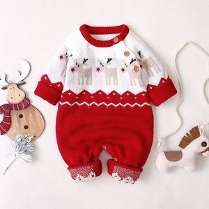 Patpat Winter Baby Kerst Elk Gebreide Jumpsuits Voor Baby Meisje En Jongen Kleding