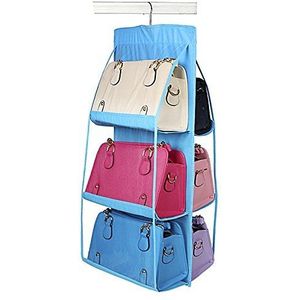 6 zakken Handtas Opknoping Organizer Dust-proof 3 Lagen Vouwen Plank Zak Garderobe Kast Opbergtas voor Purse Clutch diverse