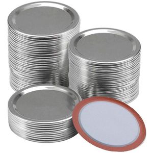 100 Pcs Regelmatige Mond 70Mm Mason Jar Inblikken Deksels, herbruikbare Lekvrije Split-Type Zilveren Deksels Met Siliconen Afdichtingen Ringen