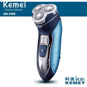 Kemei Elektrische Scheerapparaat KM-7390 Elektrische Roterende Scheerapparaat Oplaadbare Triple Drijvende Blade Baard Trimmer