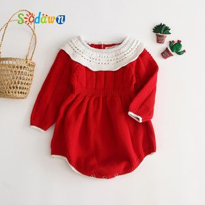 Sodawn Baby Meisjes Breien Romper Herfst Rode Meisje Kleding Pasgeboren Baby Meisje Kleding Mode Gebreide Romper Overalls