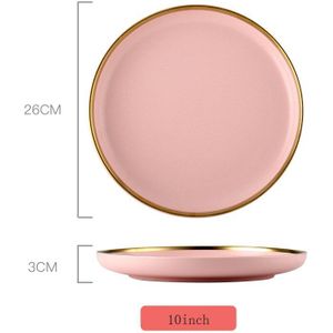 Roze Keramische Servies Inlay Nordic Woondecoratie Porselein Diner Plaat Soepkom Cup Keuken Restaurant Gebruiksvoorwerpen Goud