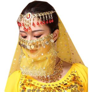2 Stks/pak Vrouwen Buikdans Tribal Gezicht Sluier Egyptische Masker Halloween Accessoires Mooie Sequin Tribal Dance Kostuum