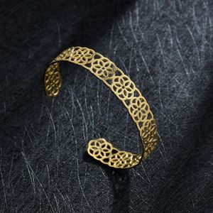 Letdiffery Vintage Hollow Vrouwen Open Bangles Golded Rvs Leaf Geometrische Vorm Bangle Mode-sieraden