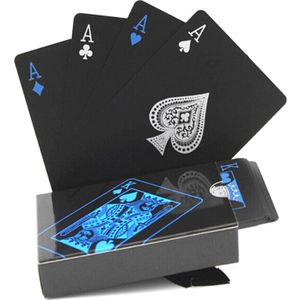 54Pcs Waterdichte Pvc Pure Black Magic Box-Verpakt Plastic Speelkaarten Set Dek Poker Klassieke Goocheltrucs tool