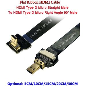 Ultra Dunne Micro HDMI Haakse 90 graden Mannelijke naar Micro HDMI Male Bandkabel-5 CM/10 CM/15 CM/20 CM/30 CM Optioneel