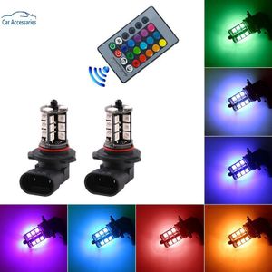 2 Stuks Auto H4 Led Lamp H7 Led Lamp 5050 27smd H1 H11 Led Rgb Mistlamp Kleurrijke Fog Koplamp afstandsbediening Flash Strobe 16 Modellen