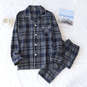 Katoen Flanel Mannen Pyjama Pak Voor Lente En Herfst Katoen Homewear Mannen Lange Mouwen Broek Suits Mannen nachtkleding