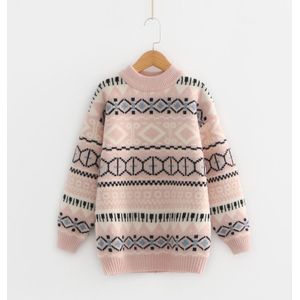 Mode Meisjes Knits Print Wollige Gestreepte Truien Warm Jacquard Golven Truien 10 11 12 13 14 Jaar Meisje Herfst Winter knitwear