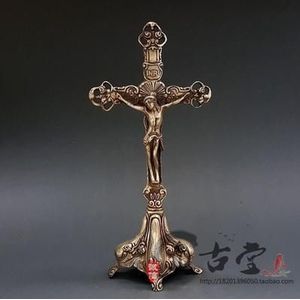 Hoogwaardige antieke brons houtsnijwerk (Jezus. Cross) Christian decoratieve ornamenten