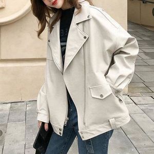 Vangull Mode Oversized Jas Vrouwen Faux Leren Jas Lente Herfst Losse Biker Motorfiets Jassen Vrouwelijke Punk Streetwear