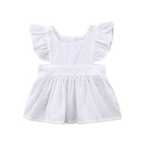 Pasgeboren Baby Kids Baby Meisje Kleding Ruche Korte Mouw Top T-shirt Witte Kleren Baby Meisjes 0-3 Jaar
