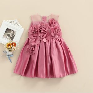 Rose Bloem Prinses Jurk Voor Meisjes 6-24M Baby Zomer Avondjurken Bruidsmeisje Trouwjurk Tutu Jurk Voor Jaar 2022