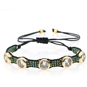 Inheemse Ons Sieraden Goth Bohemian Sieraden Miyuki Delica Kralen Geweven Strass Handgemaakte Armband Punk Gold Party Polsband