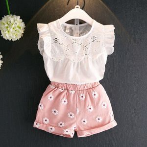 Baby Meisjes Kleding Sets Zomer Vest Tweedelige Mouwloze Kinderen Sets Mode Meisjes Kleding Pak Casual Bloem Outfits 2-7Y