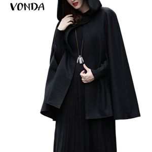 VONDA Vrouwen Hooded Jassen Plus Size Vrouwelijke Lange Mouwen Mid-length Jassen Dames Winter Bovenkleding Dunne Windbreakers