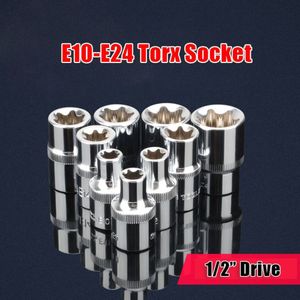 1 pcs 1/2 "Torx Star Socket E Type E10 E11 E12 E14 E16 E18 E20 E22 E24 Hand Reparatie gereedschap Vierkant Gat