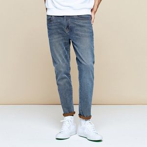 Kuegou Katoen Micro Elastische Mannen Skinny Jeans Lente Zomer Vintage Wassen Oude Jeans Mannen Potlood Broek Zwarte Broek LK-1783