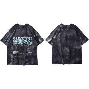 Gonthwid Letters Print Tie Dye Streetwear T-shirts Mannen Hip Hop Harajuku Korte Mouw Tees Tops Zomer Casual Shirts