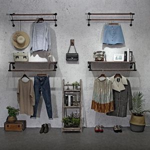 Smeedijzeren vrouwen kleding kleding winkel rek display stand op de muur kant rekken muur opknoping decoratieve display planken