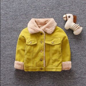 1-4Y Baby Baby Meisjes Jongens Solid Jacket Lange Mouwen Button Down Uitloper Herfst Winter Warm Single Breasted Dikke Fleece Jassen