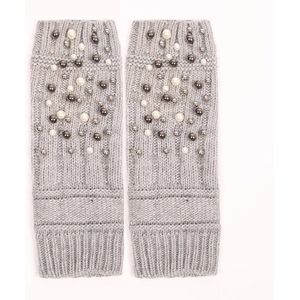 Parel Kralen Lange Handschoenen Vingerloze Vrouwen Winter Knit Fingerling Herfst Warme Handschoenen Half Vinger Typen Feminina Guantes Mitten