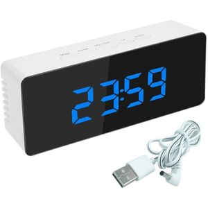 Digitale Spiegel Led Display Wekker Multifunctionele Snooze Bureauklok Temperatuur Kalender Usb/Aaa Aangedreven Elektronische