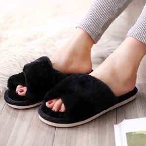 Winter Vrouwen Huis Slippers Faux Fur Warme Schoenen Vrouwelijke Slip Op Flats Thuis Harige Dames Slippers Vrouwelijke Slides