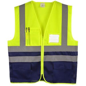 Hoge zichtbaarheid vesten reflecterende veiligheid tops voor vrouwen mannen unisex bouwvakker builder two tone geel zwart orange zwart